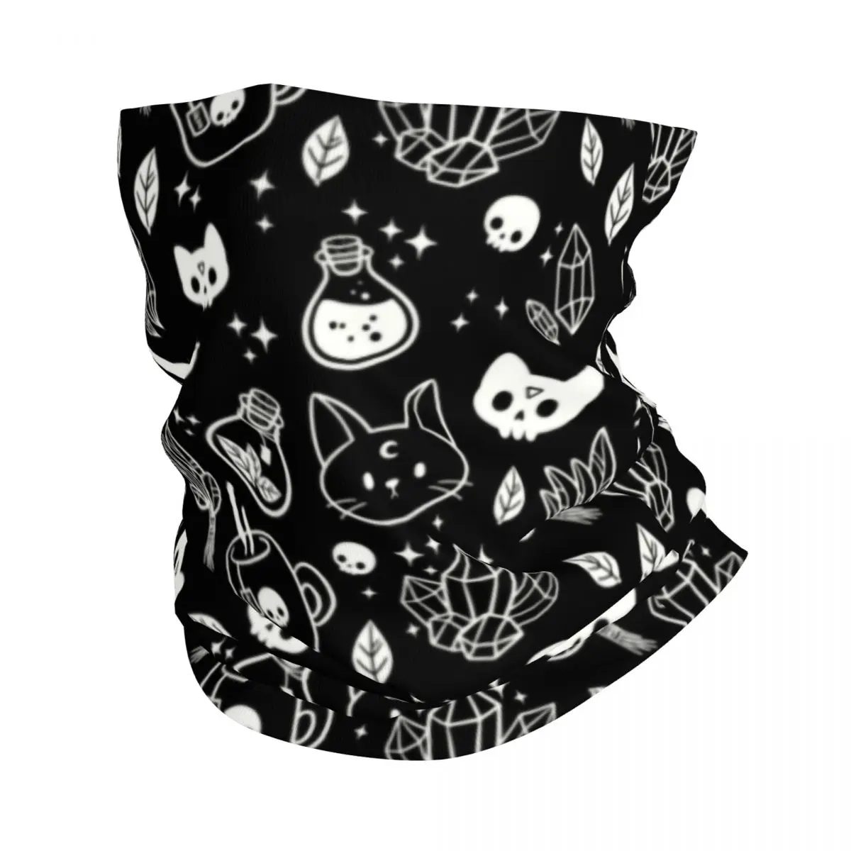 Custom Witch Bandana Neck Warmer Men Women Winter Ski Tube Scarf Gaiter Halloween Cat Skull Face Cover