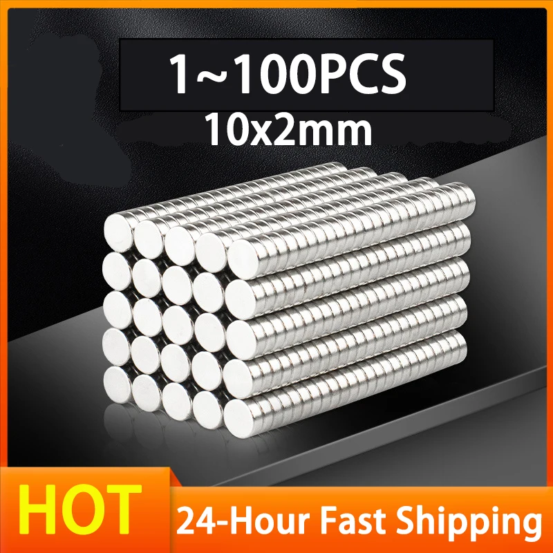 100/50/30/20/10/5/1PCS Dia 10mm 10x2mm Super Strong Magnets NdFeB Neodymium Thin Small Disc Magnet Permanent N35