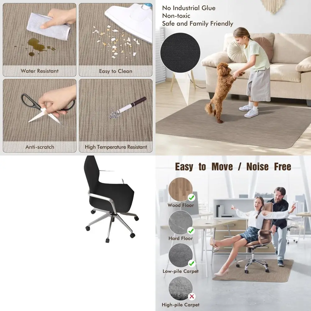 

Коврик для офисного стула для паркетного пола и ковер с низким ворсом, коврик для настольного стула из твердой древесины размером 47,2 x 60 дюймов, противоскользящий коврик для жесткого пола