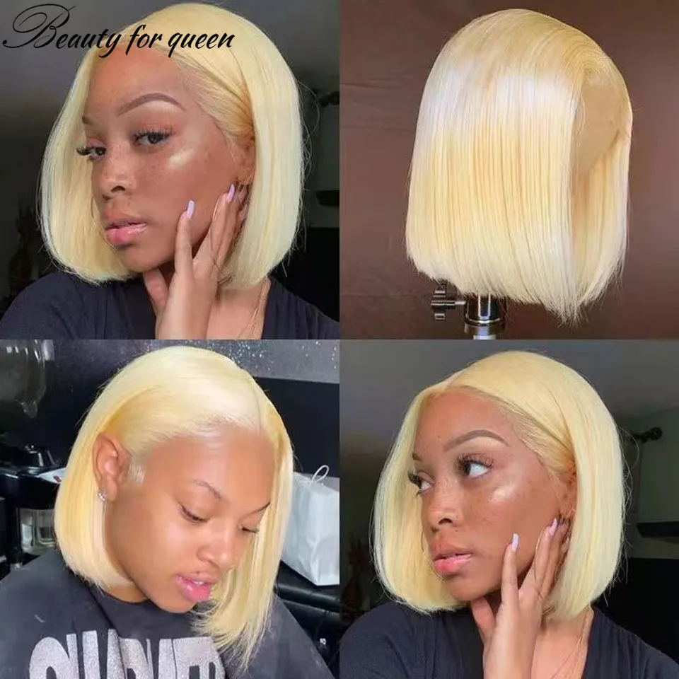 

613 Straight Short Bob Transparent HD Lace Frontal Wigs 13x4 Brazilian Colored Human Hair Wig For Women Pre Plucked Wear And Go
