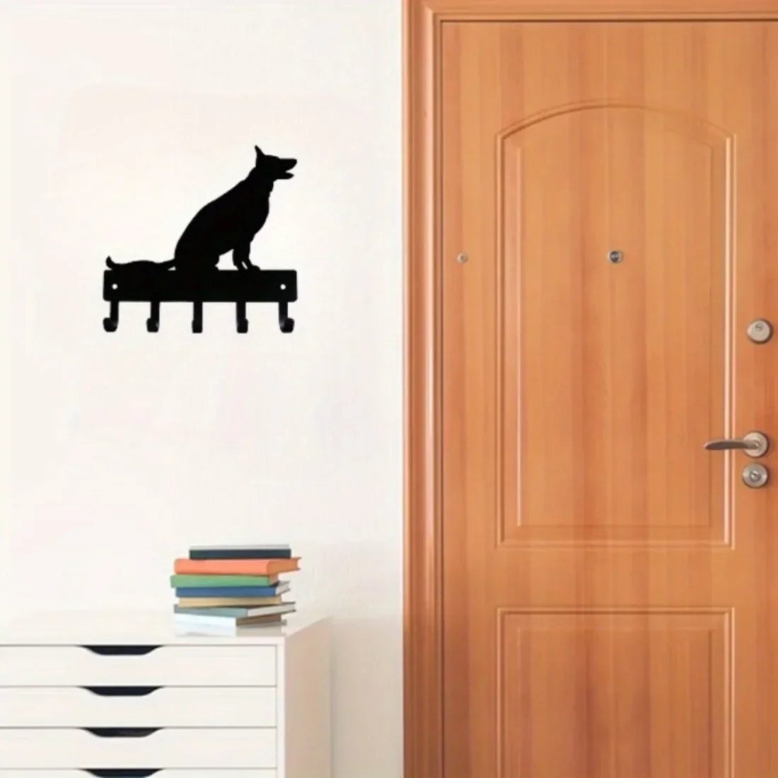 CIFBUY German Shepherd Silhouette Iron Wall Hanger, Metal Key Leash Hook Rack, 6/9 Inch Wall Mount Home Entryway Decor