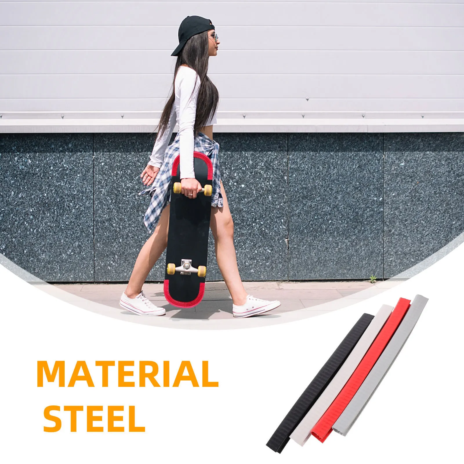 

4Pcs Skateboard Protector Impact Resistance Edge Guard Easy Install No Tools Needed Deck Edging Strip for Board Protection