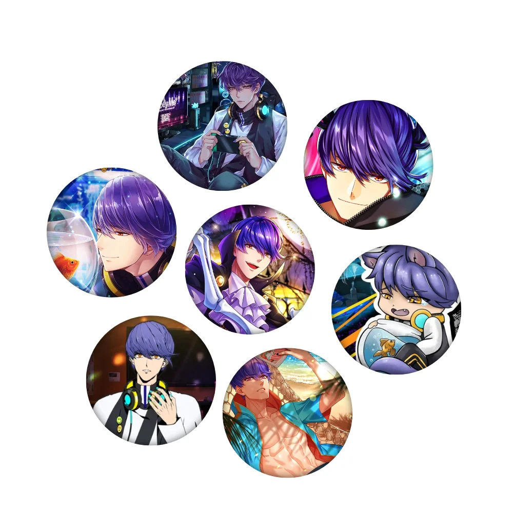 Anime Game Obey Me Leviathan Coin Badge Creative Cartoon Character Lapel Pins Round Cosplay Brooch for Bag Clothes Decor Gifts