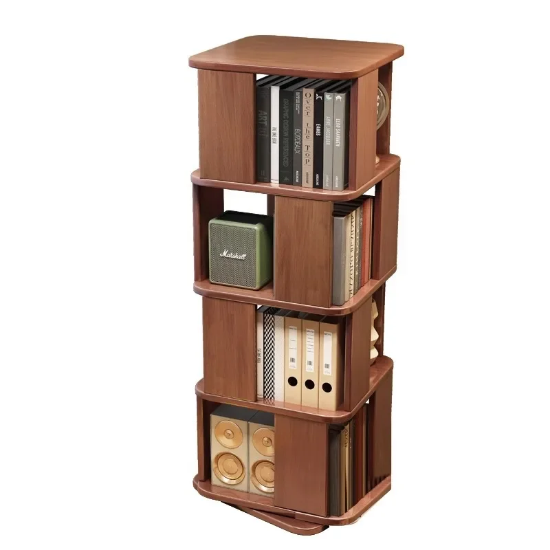 Solid wood rotating bookshelf 360-degree bookcase does not occupy an area of children's picture book rack