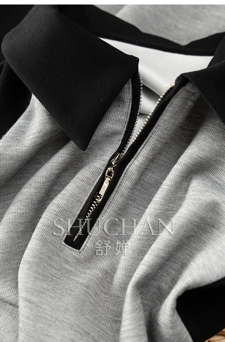 2025 Skinny Hoogwaardige Kleuraanpassing POLO Kraag Korte mouwen T-shirt Jurk Nieuwe Vrouwelijke 7W26 Vestido Feminino