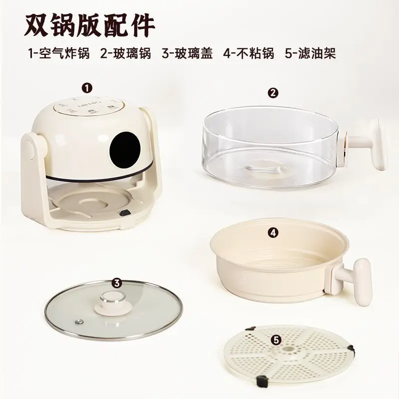 Flip Air Fryer Double Pot 2-in-1 Dual-Purpose Small Oven for Healthy Cooking fritoz makinesi yagsiz