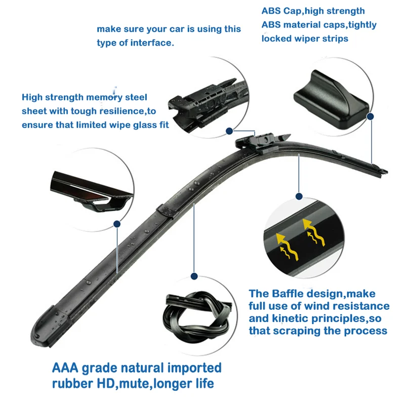 Car Wiper Blades For Fiat Stilo 2007-2008 Windshield Windscreen Front Window Blades 22\