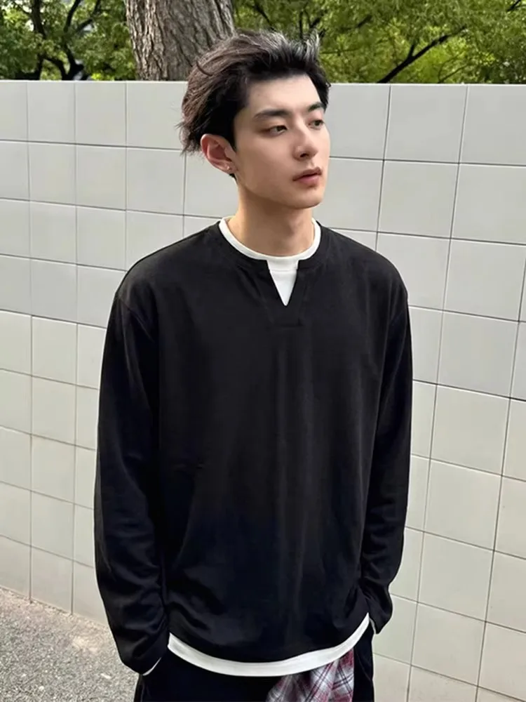 

Men's Bla Long Sve V-Ne T-irt American Sle Sweatirt Base irt Spring Autumn Comfortable Cotton Polyester Blend