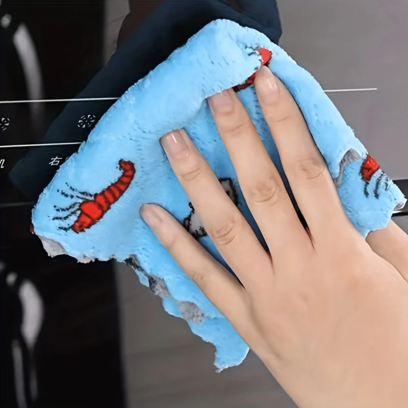 Printing Bowl cloth coral velvet double-sided dishcloth oil-free cleaning cloth thicken bibulous