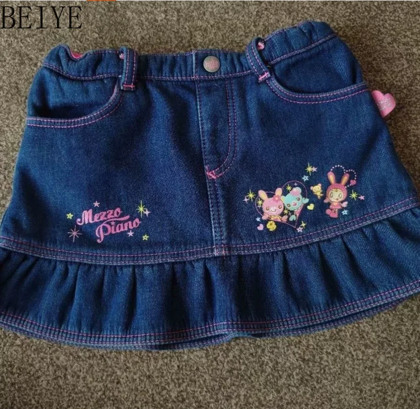 Japanese Style Denim Skirt Women 2026 New Sweet Embroidered Cartoon Casual Short Kawaii Skirt Girl Sweet Casual Mini Skirts