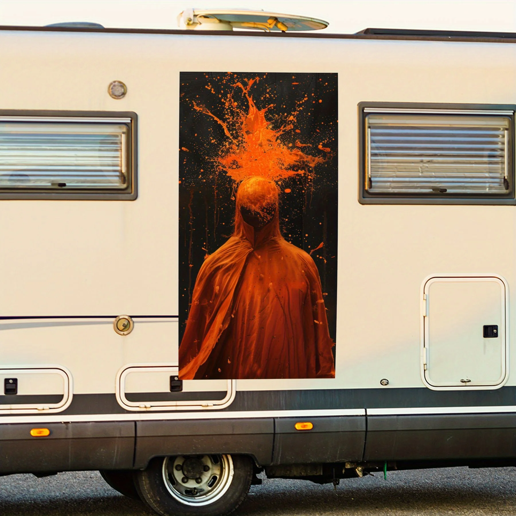 

Mystic Orange Figure Vinyl Decal for motorhome car door, Waterproof Self-Adhesive Vinyl Stickers, Decoration Protection Automoti