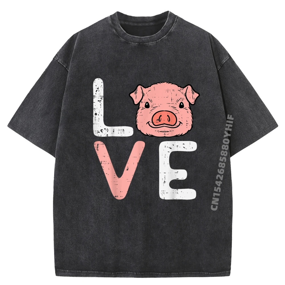 

Винтажные футболки Love Pig Cute Hog Farmer Swine Farm Animal, мужская одежда, потертые топы и футболки в стиле ретро 2025 г.