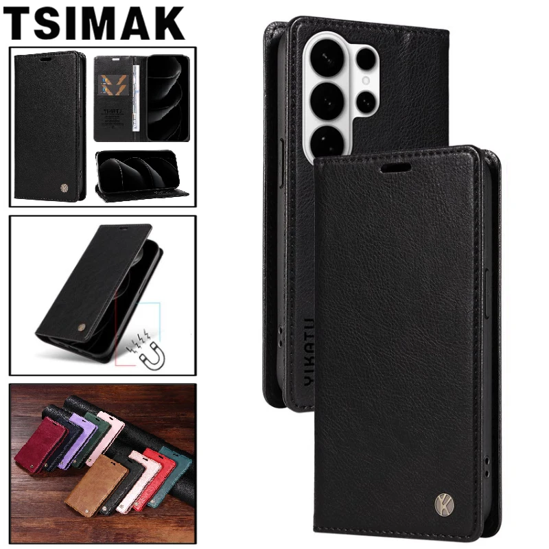Leder-Flip-Handyhülle für Samsung S26 Ultra S25 Plus S26 Edge S25 FE Magnetische Brieftaschenhülle für Galaxy A17 A27 A37 A57 Fundas