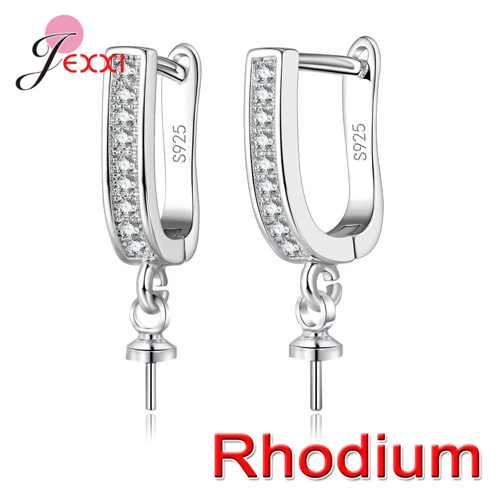 CZ cyrkon 925 srebro kolczyki DIY ustalenia cyrkonia zatrzaski haki okucia Making akcesoria Hook biżuteria 1 para — zdjęcie 5