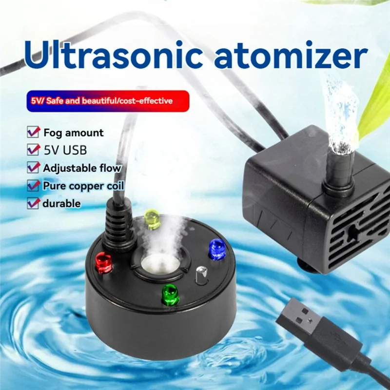 

A24P 2-в-1 USB 5 В водяной насос ультразвуковой распылитель туманообразователь Fogger машина пруд сад рокарий увлажнитель для аквариума