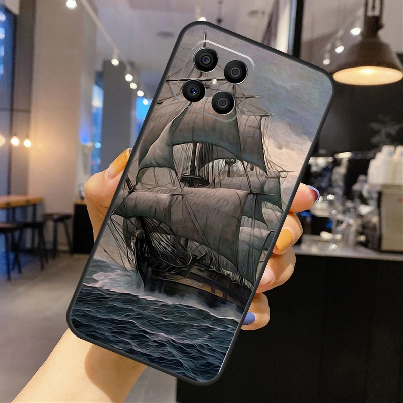 Thuyền Buồm Tàu Cướp Biển Ốp Lưng Điện Thoại Huawei P30 P20 P40 Lite P50 Pro P Thông Minh 2019 Nova 5T Danh Dự 50 X8 X9 Bao