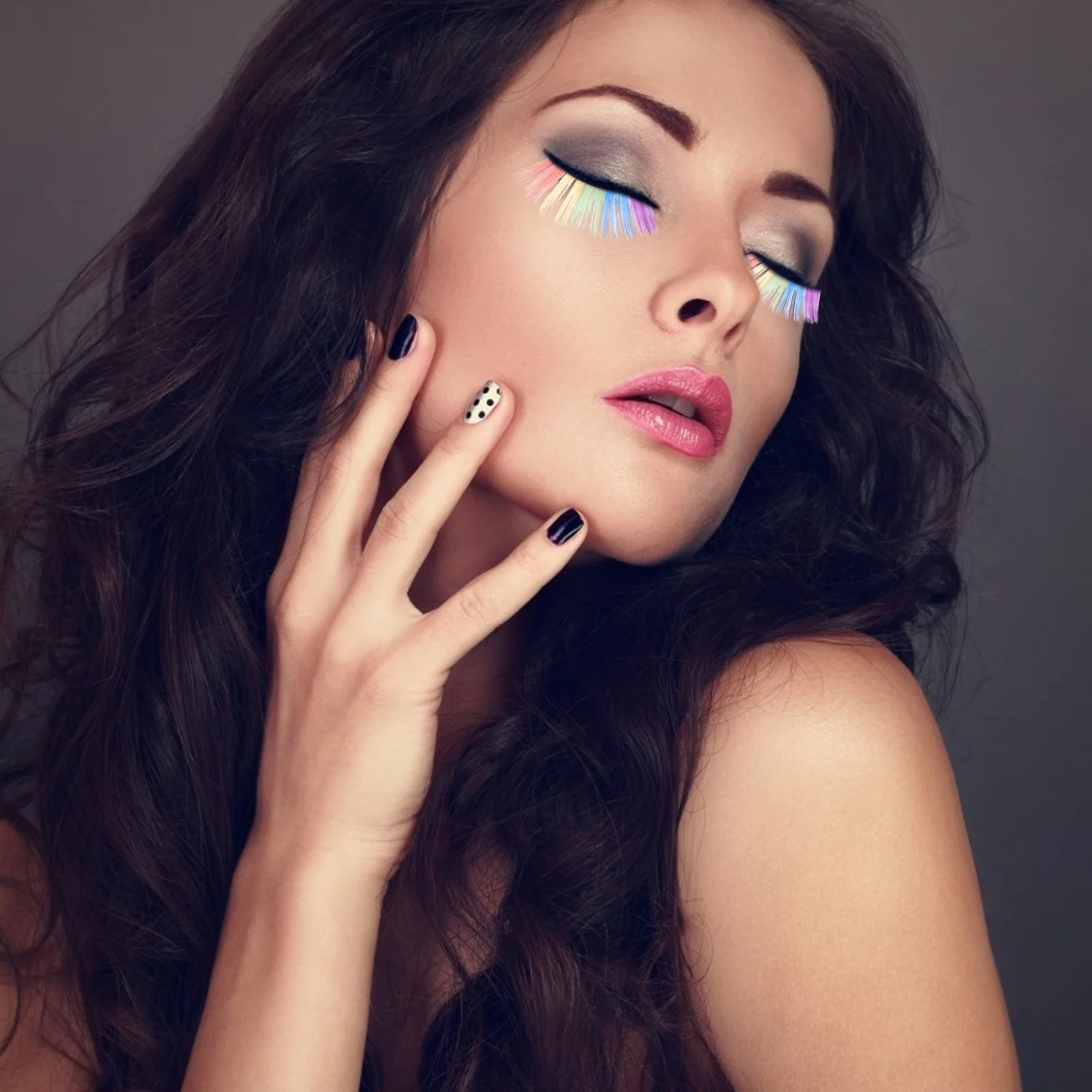 3 Paar künstliche Wimpern, glänzendes buntes Fasermaterial, leicht, Festival, Halloween, Auftritt, Karneval, auffälliges Make-up