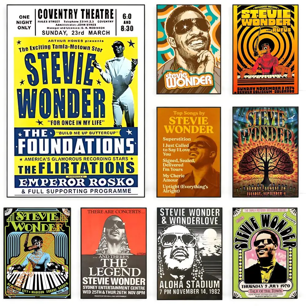 music Stevie Wonder Poster Poster Nordic HD Self-Adhesive Wall Sticker Home Café Bedroom Living Room Art Decor Gift