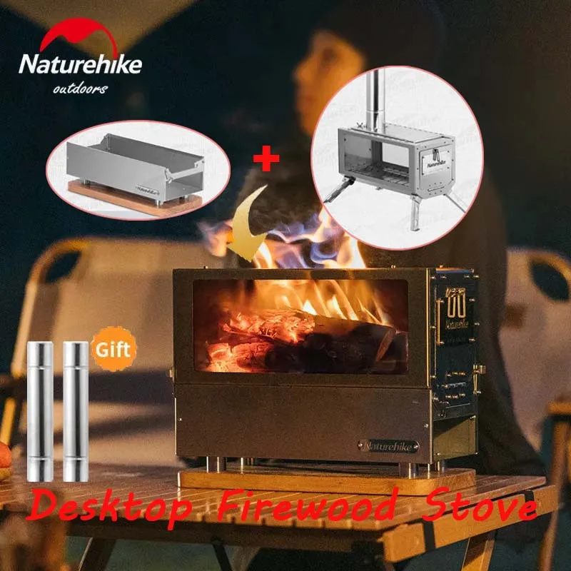 

Naturehike Desktop Firewood Stove Detachable Winter Tent Heating Stove 1.8m Chimney Cooking Boil Water BBQ Multi-Function Oven