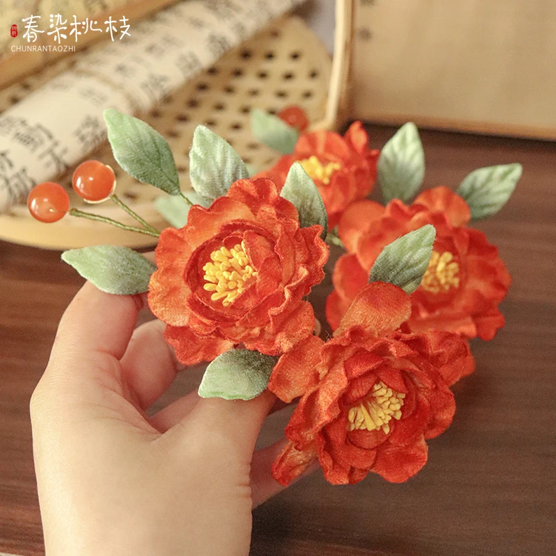 

Заколка для волос ручной работы из искусственного бархата с постепенным изменением, горячая мягкая заколка для волос, антикварные аксессуары Hanfu, ежедневный головной убор Cheongsam