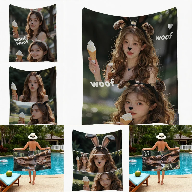 Euphoria Season 3 Woof Woof Cat Girl Serviette de plage en microfibre à séchage rapide, super absorbante et légère pour l'été, la plage et la piscine