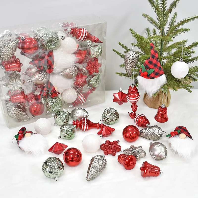 44 sets of Christmas tree rattan garland scene decoration, colorful ball hanging ornaments