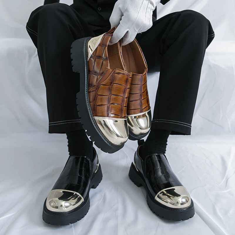 

Size 38-46 Classic Men Thick-soled Loafers European American Casual Business Fashion Brand Leather Shoes Gentleman's Shoes Men