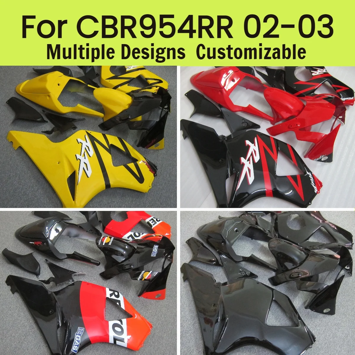 

Комплект обтекателей для мотоцикла Honda CBR954RR 2002-2003, ABS, литье под давлением