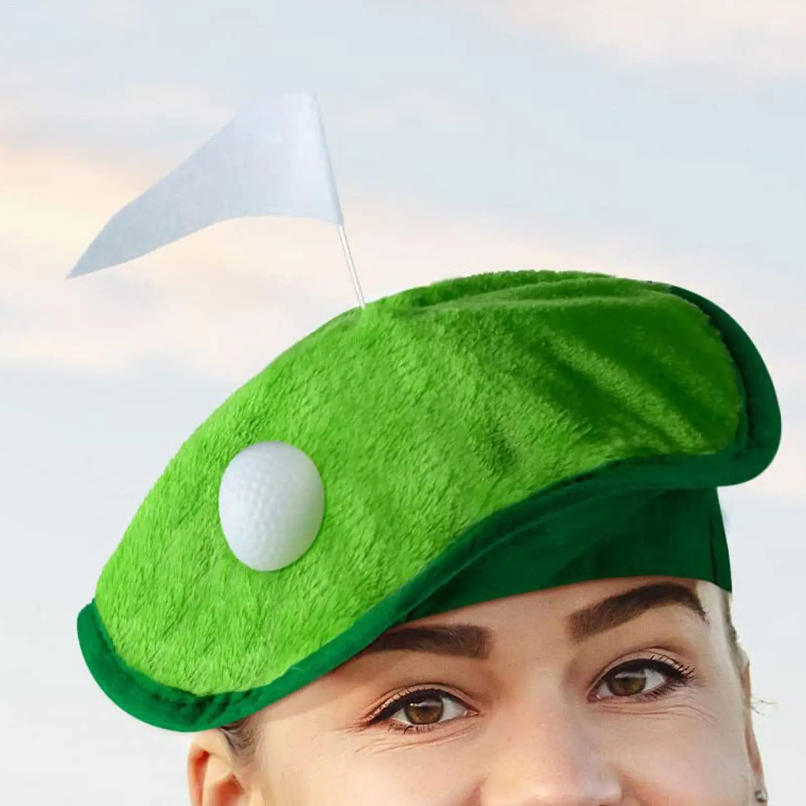 Lustige Neuheit Golfer Baskenmütze mit Golfball-Flagge für Party-Kostüm-Zubehör und Zubehör
