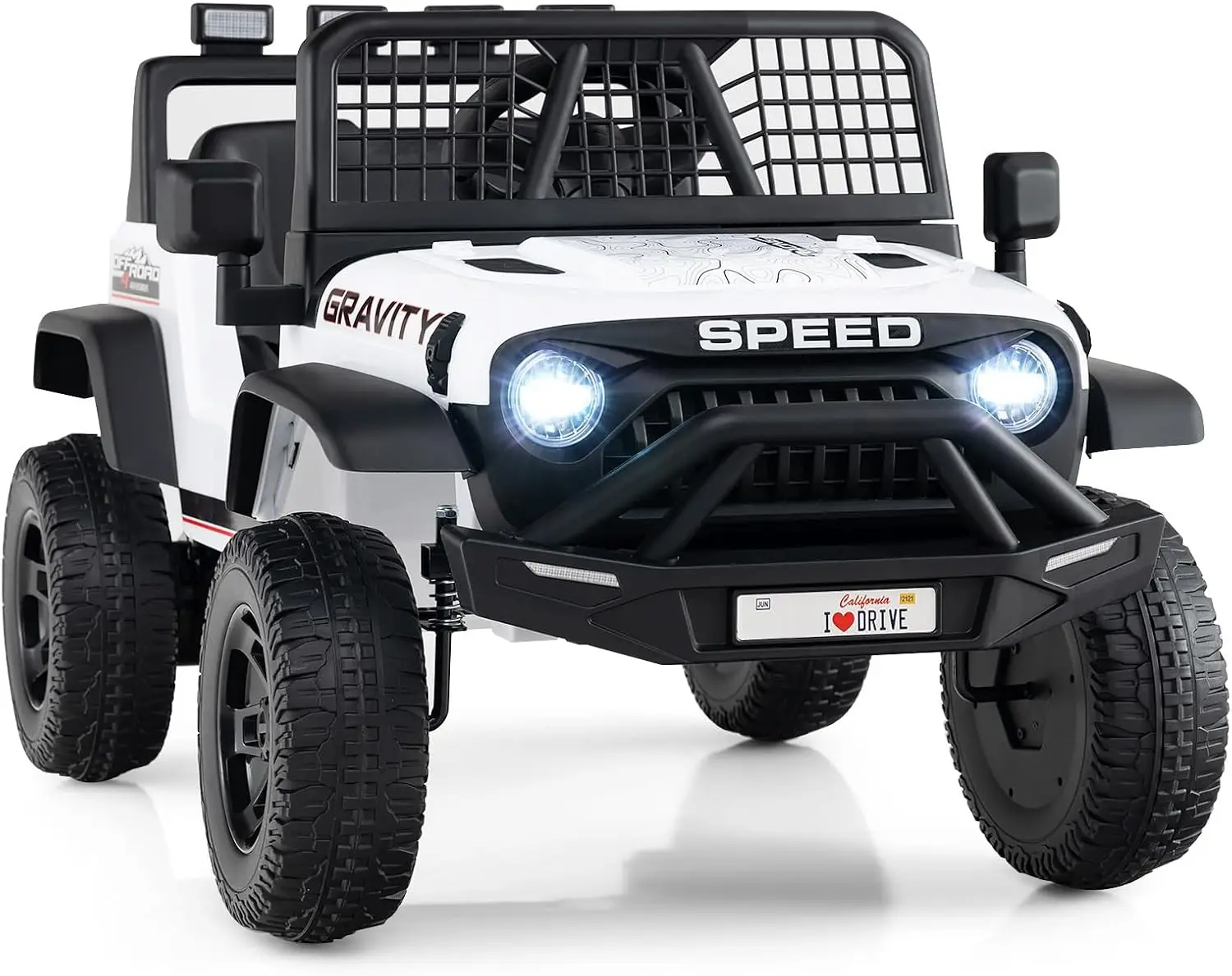 Costzon Ride on Truck, 24V Ride on Toys for Kids, Electric Vehicle with Parent Remote Control, Music, Horn, LED Headlights & Spr
