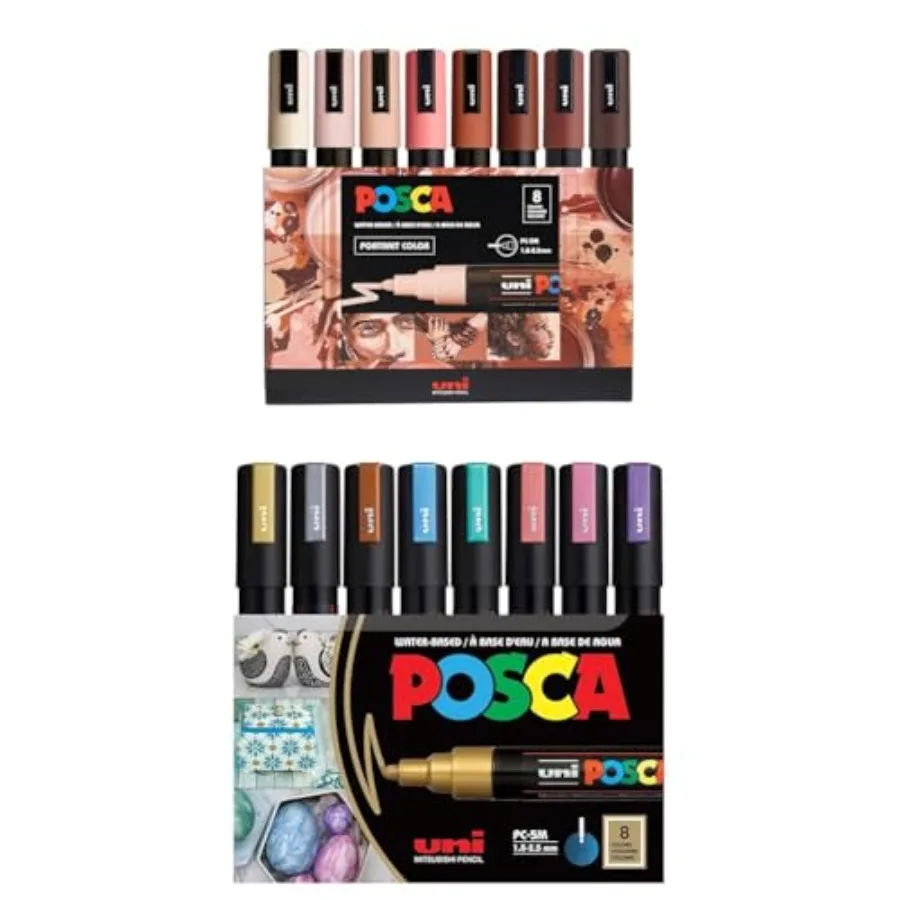 

Markers Bundle 16 Medium Paint Markers 5M - 8 Portrait Tones + 8 Metallic Tones