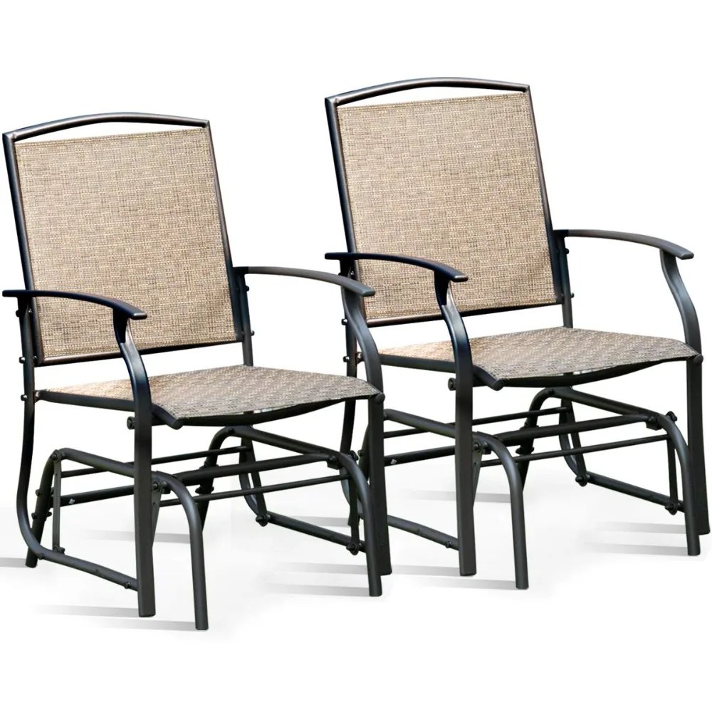 

Outdoor Gliding Chairs, Sturdy Metal Frame, Breathable Mesh Fabric, Two Chairs Per Set, Customizable