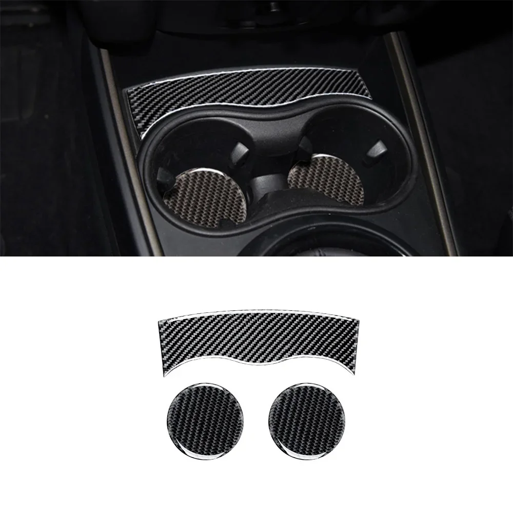 

Center Console Water Cup Holder Decoration Trim Cover Sticker for Mini Countryman 2017 2018 2019 2020 Carbon Fiber Car Accessory