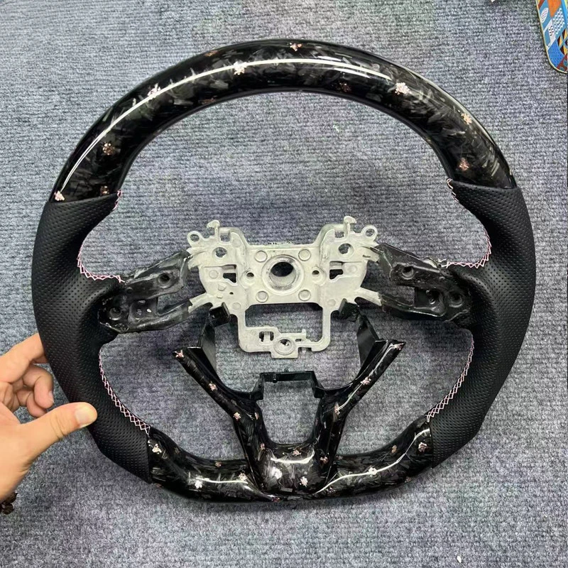 For Honda Overseas Version City Modified Forged Pink Foil Carbon Fiber Steering Wheel With Steering Wheel Horn Cover