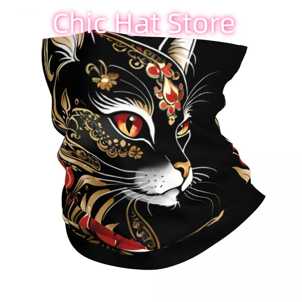 

Загадочный шарф с котом лотоса, шейный платок, маска для лица, полиэстер