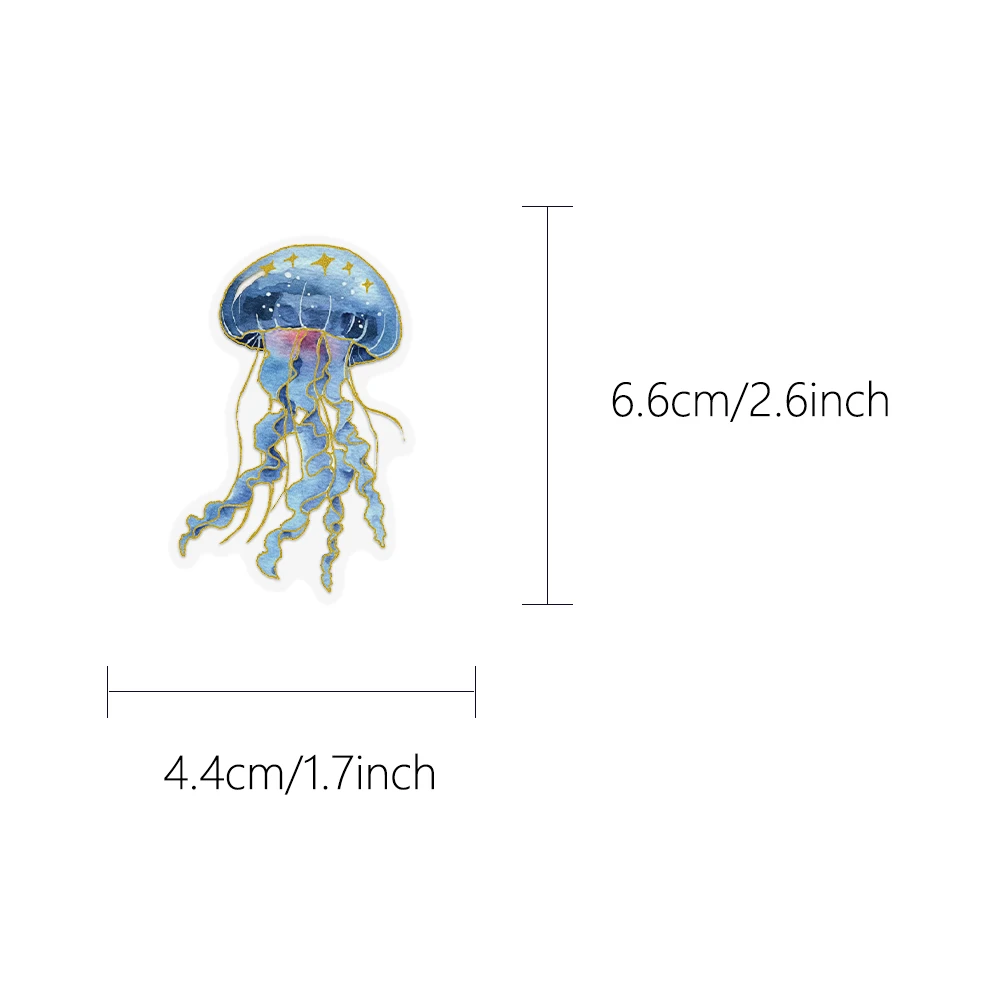 50pcs Marine Creature Stickers with Gold Foil Accents Notebook Scrapbook Journal Decorations Water Bottle Guitar DIY Decals image 2