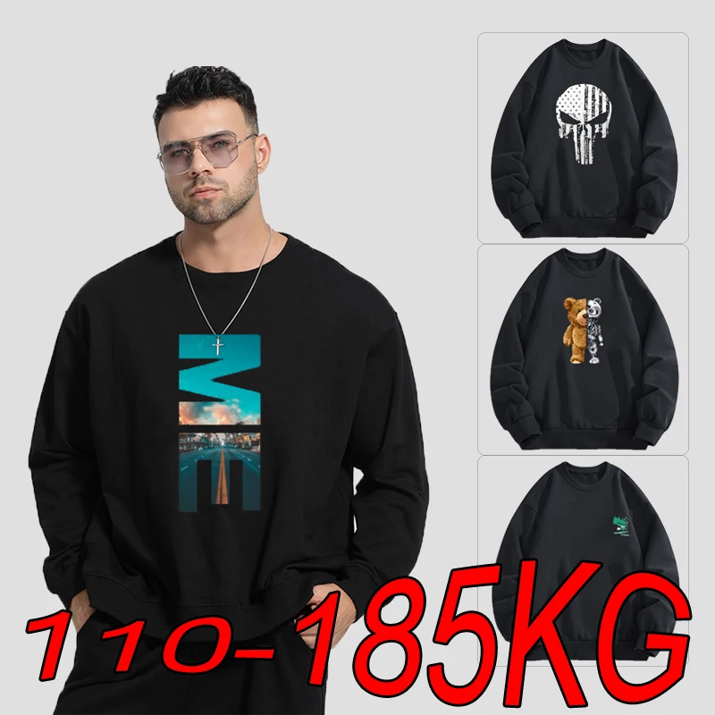 

Men's Large Size Long-sleeved 1xl-7XL Autumn Long-sleeved Loose Pattern Printing Street Harajuku Leisure Sports Hoodless Shirt