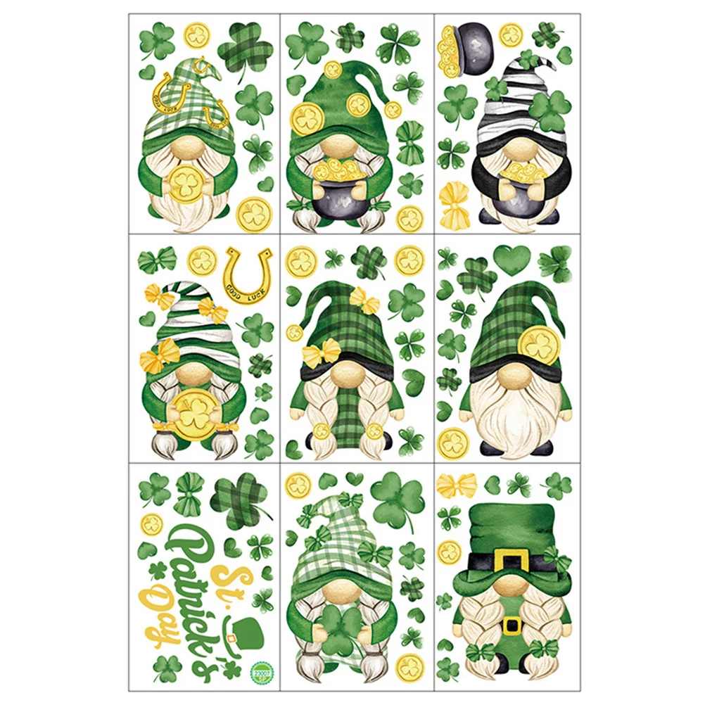 Irish Day Stickers St Patrick's Window Decal Festival Wall Decals Patricks Gnome Clings Shamrock Patrick’s Decor Decorations