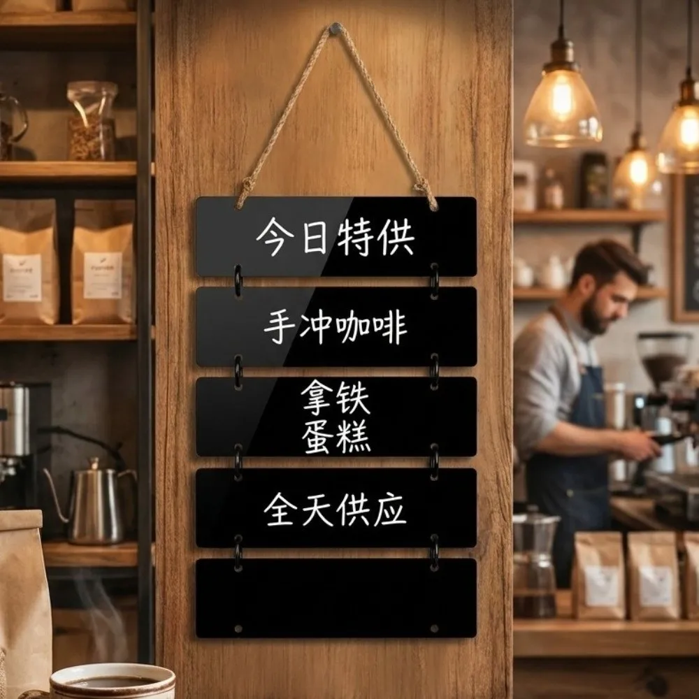 With Jute Rope Hanging Chalkboard Sign Multi-Linked Erasable Blackboard Reusable Wall Menu Board Cafe Restaurant Home Decor