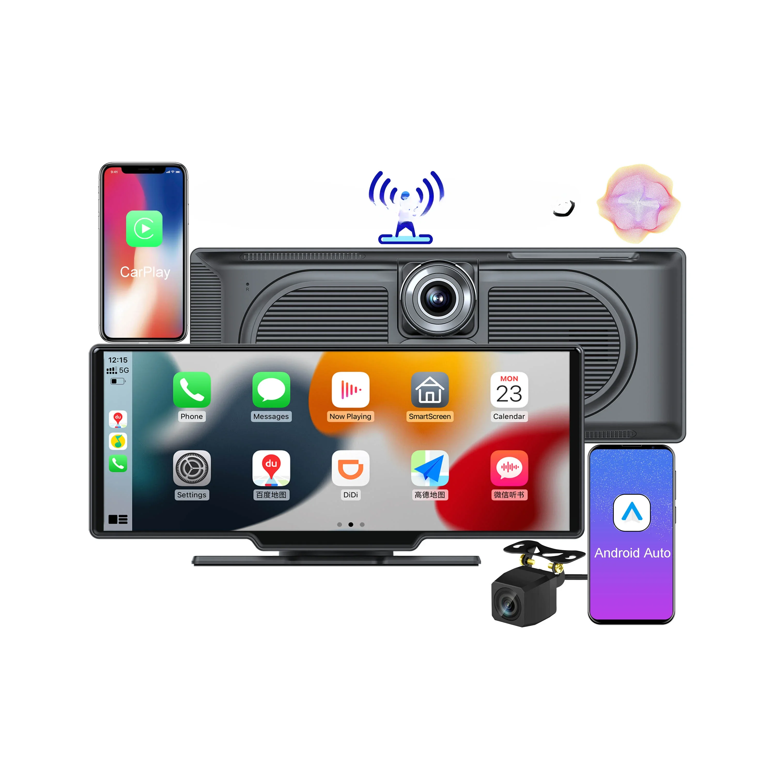 Maustor Dual BT Stereo Android Auto Autoradio 10,26 Zoll Wireless Carplay Car Play Dashcam DVD Audio System MP5 Player