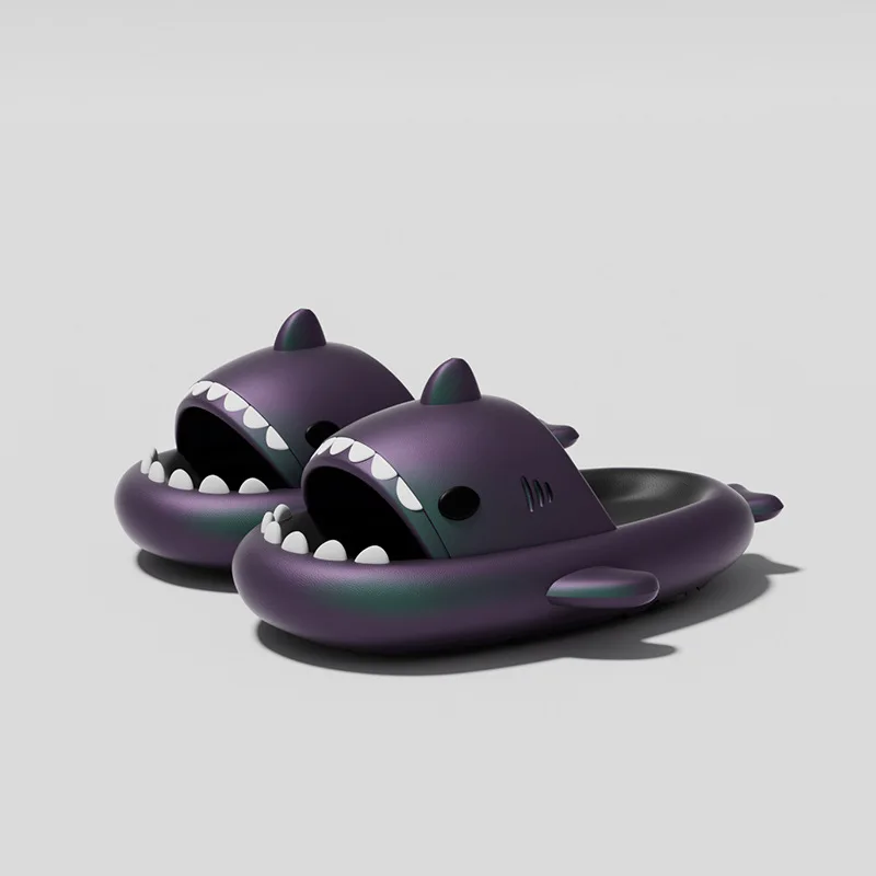 

Metal Feeling Shark Slippers For Men Women Summer Thick Sole Home EVA Slippers Cartoon Anti Slip Breathable Slippers For Couples