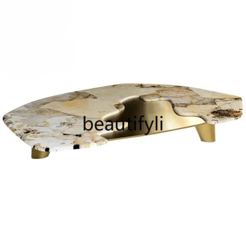 

Italian light luxury special-shaped irregular marble coffee table minimalist household