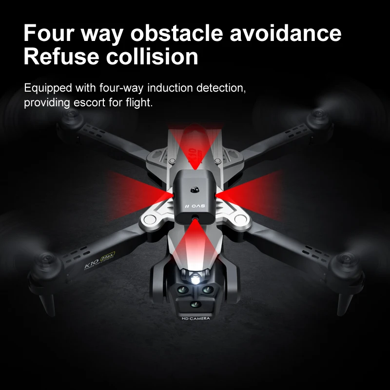 K10 Max Drone Professional 4K HD Three Camera Obstacle Avoidance Aerial Photography Optical Flow Hovering Foldable Quadcopter