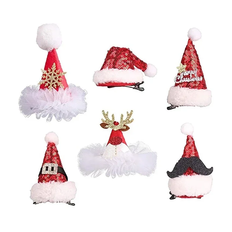 1Pc Christmas Adult Children Hair Clip Santa Claus Antler Hairpin Clip Christmas Hat Gift Cute Hair Clip Accessories