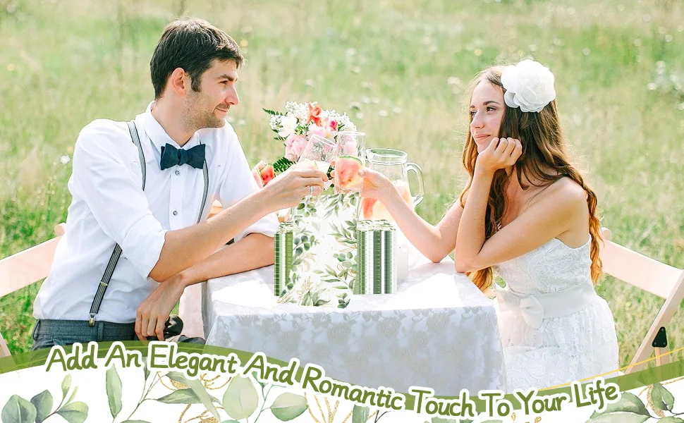 20 Stück Einweg-Handtücher mit grünen Eukalyptusblättern, Gästeservietten für Brautparty, Hochzeit, Geburtstag, Frühlingsfeier – Detail 1