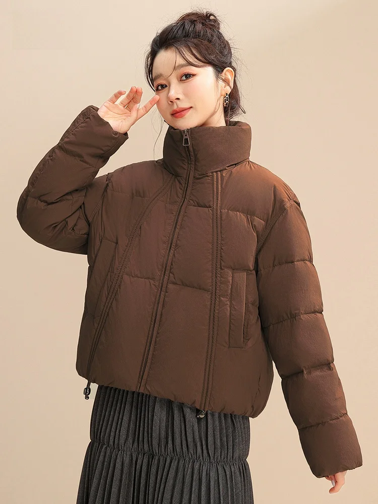 

Short Puffer Jacket Women's Stand Collar Duck down Coat Snow Flying Anti-Seasonal Fashion Inspired by Kendall Jenner