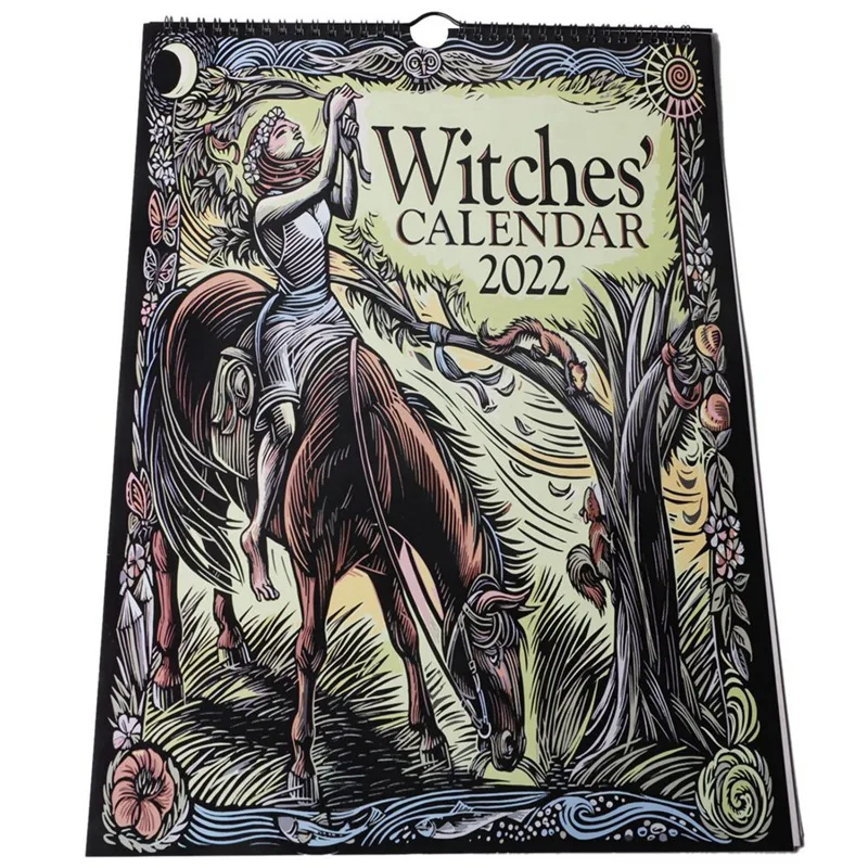 2022 The Witches Calendar Poste Illustrated Wall Calendar Retro Style Art Wall Calendar Work Calendar Home Wall Decor