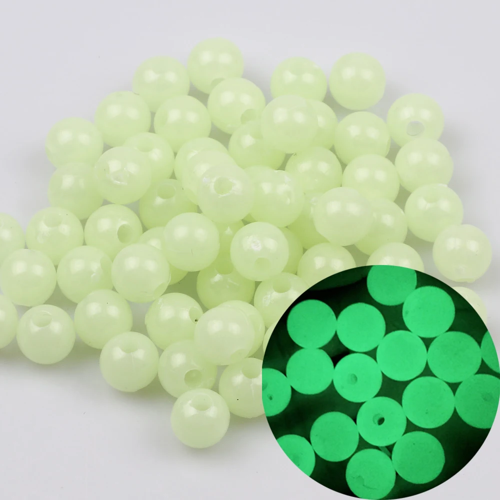 100 개/가방 빛나는 낚시 구슬 스토퍼 글로우 도구 하드 고무 싱킹 글로우 낚시 구슬 낚시 장비 튜브 슬리브 액세서리