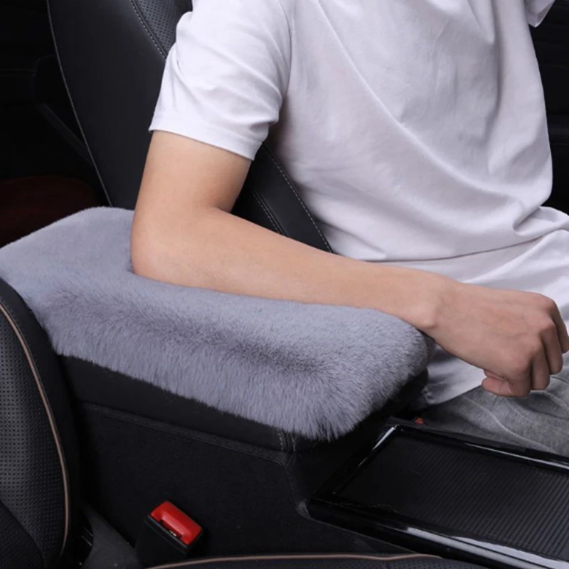 

Plush Car Armrest Box Cushion Furry Warm Car Armrest Pad Car Armrest Box Cover Universal Car Decoration Interior Accessories