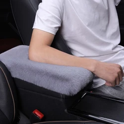 Plush Car Armrest Box Cushion Furry Warm Car Armrest Pad Car Armrest Box Cover Universal Car Decoration Interior Accessories